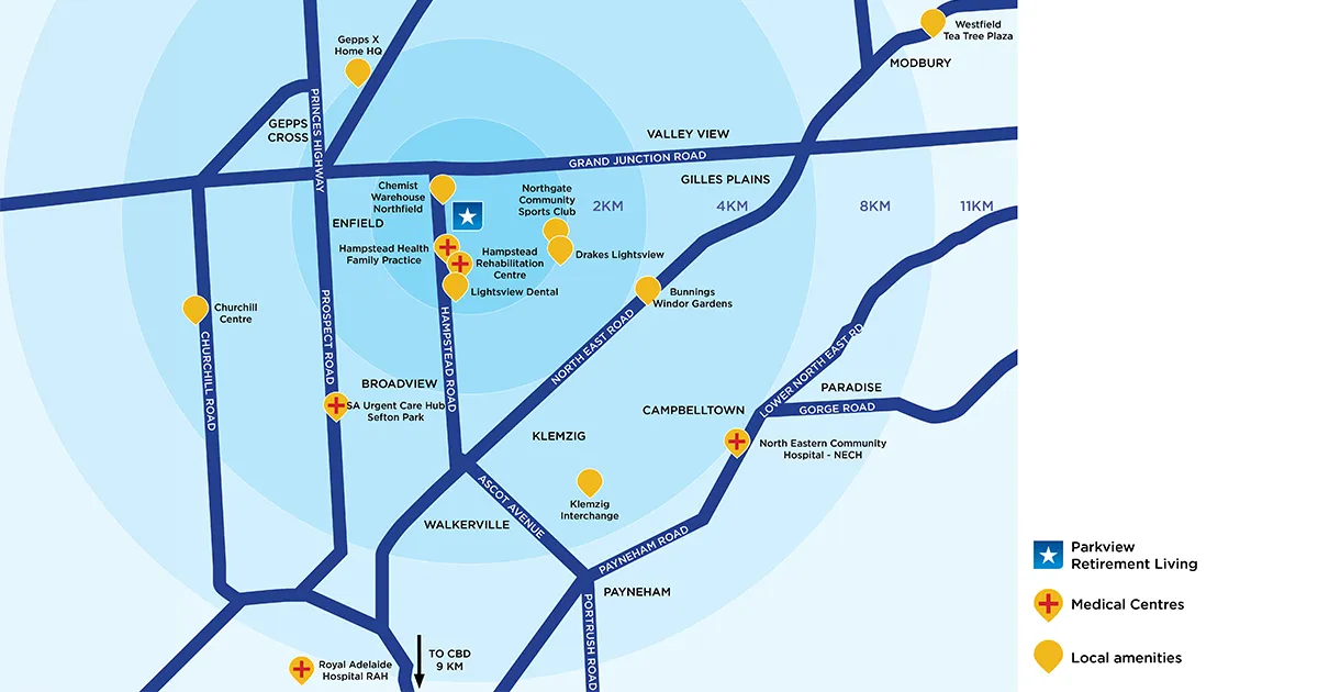 Parkview Retirement Village Services Map