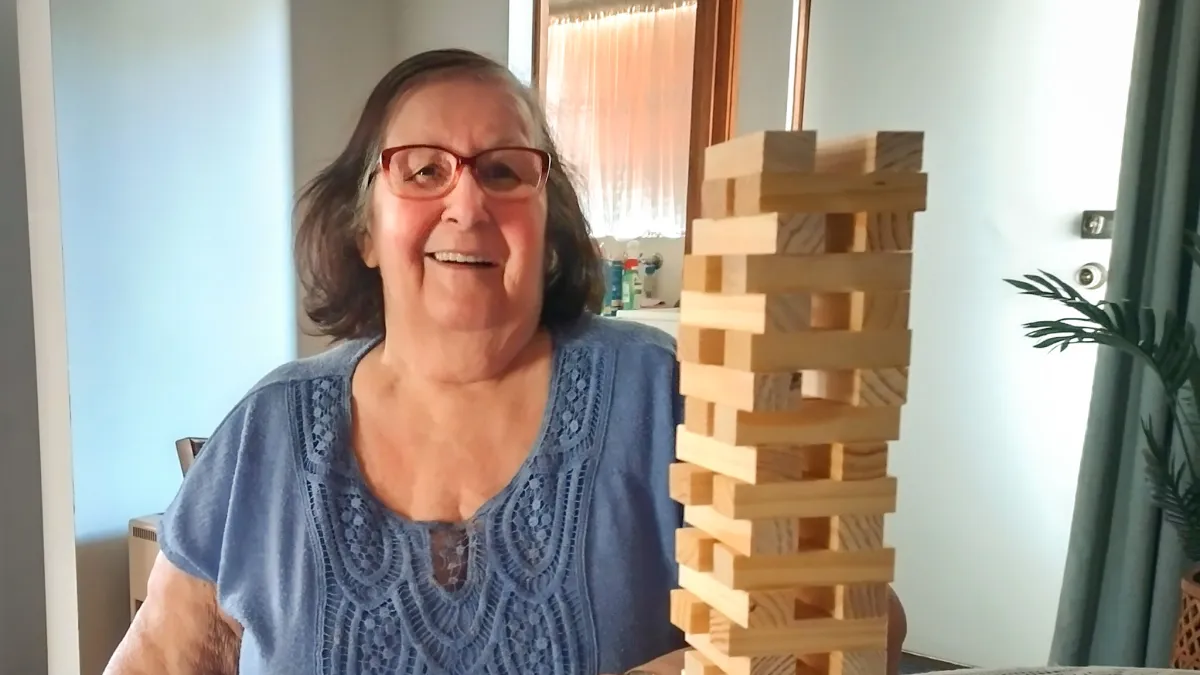 Marilyn enjoyed a game of Jenga