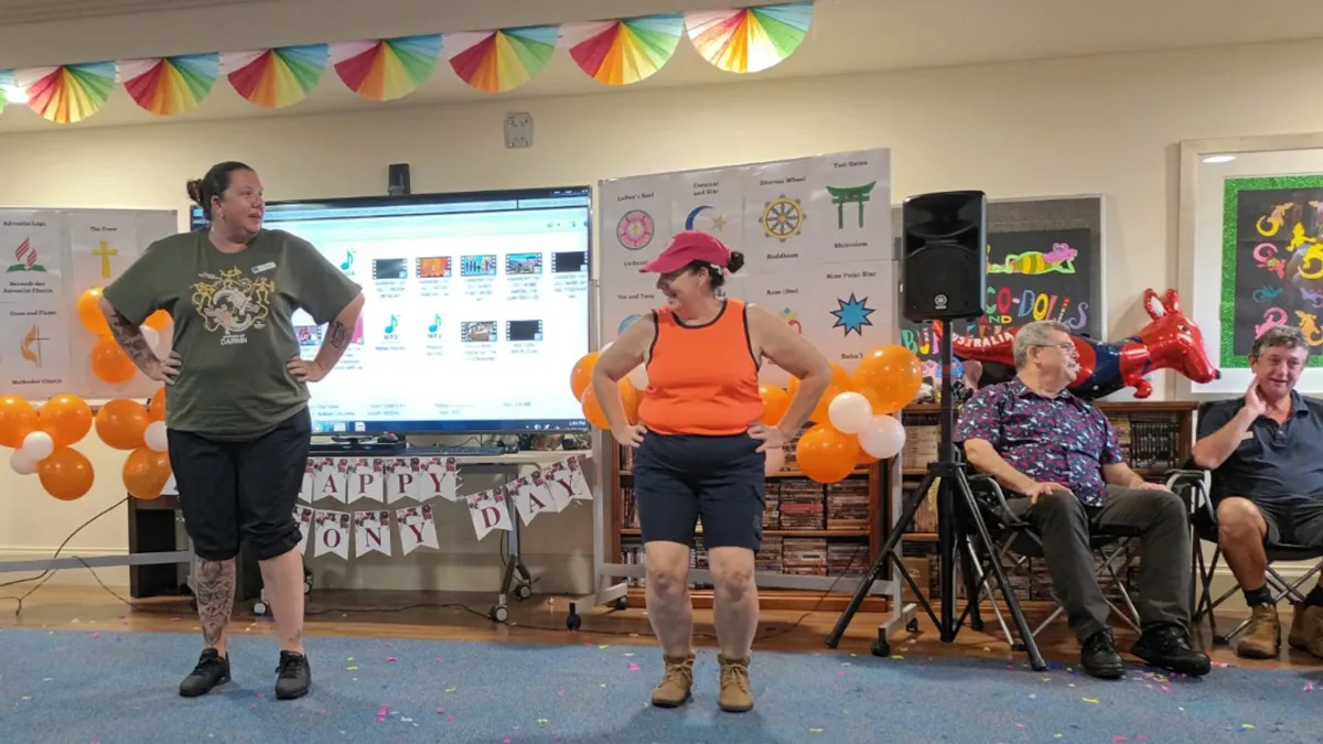 Aged care staff dance