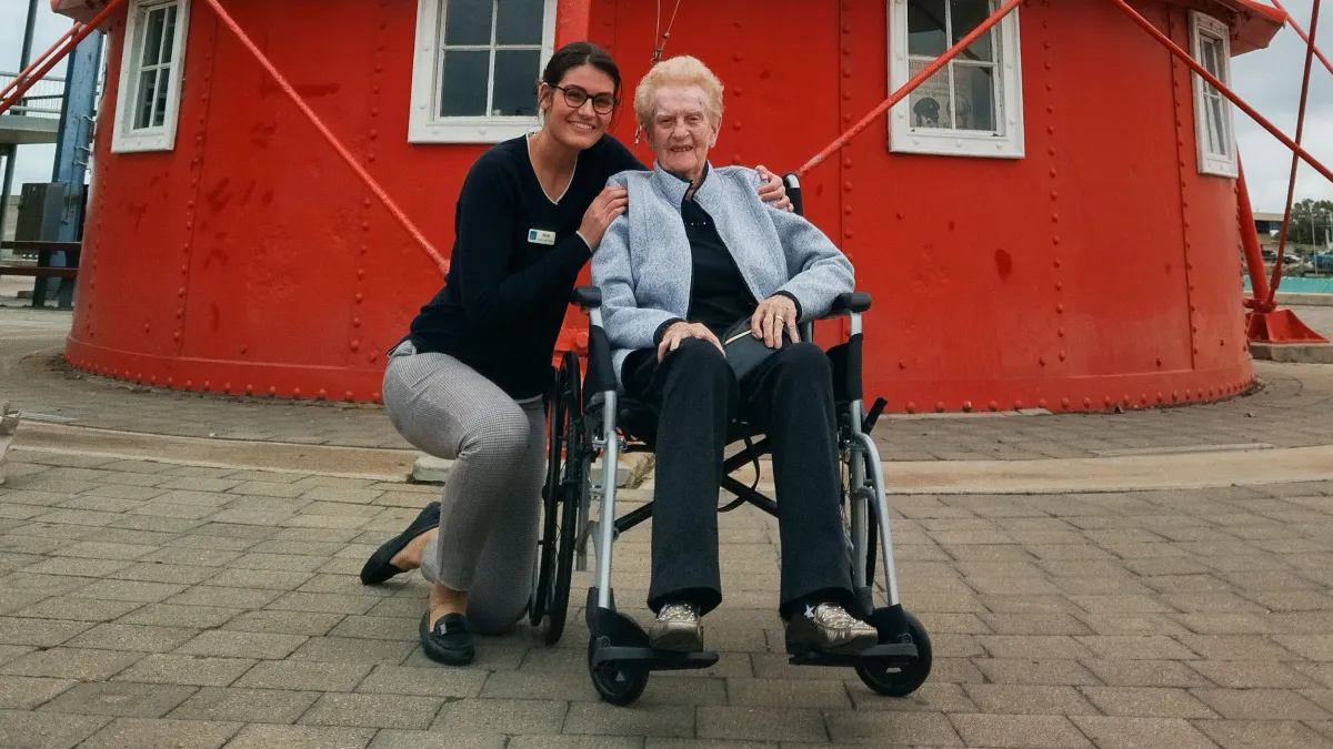Buddy Support Worker Sarah Stamoulis with client Doreen Read