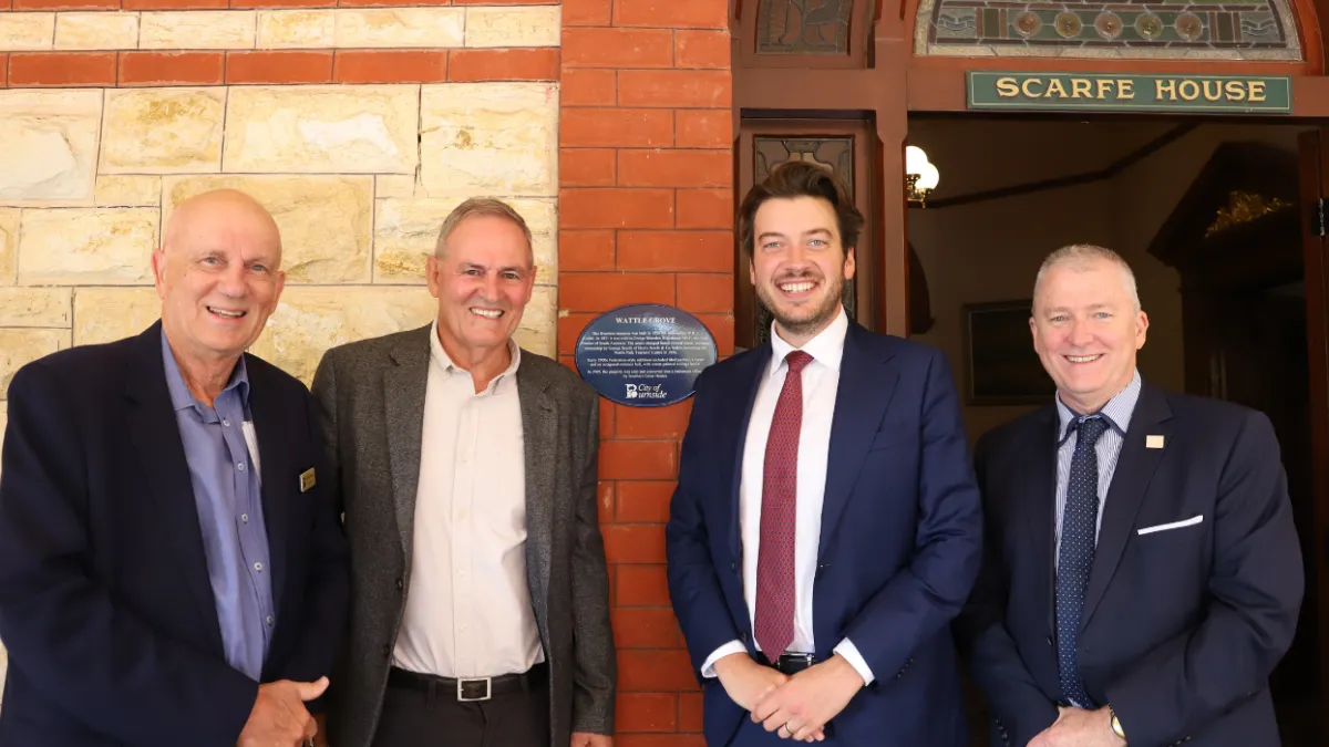 Councillor Mike Daws, Professor Alan Reid, Jack Batty MP, Southern Cross Care CEO David Moran
