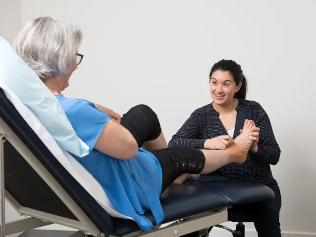 Lady Having Foot Strapped