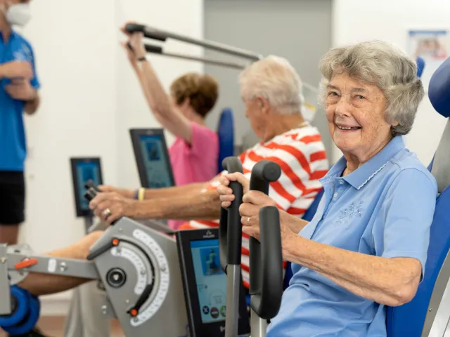 HW The Pines Lady using exercise equipment