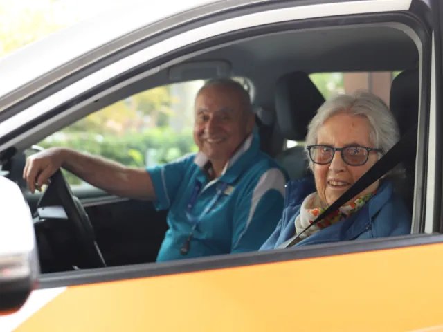 Client Rosemary in Southern Cross Care Care Car with Volunteer Driver