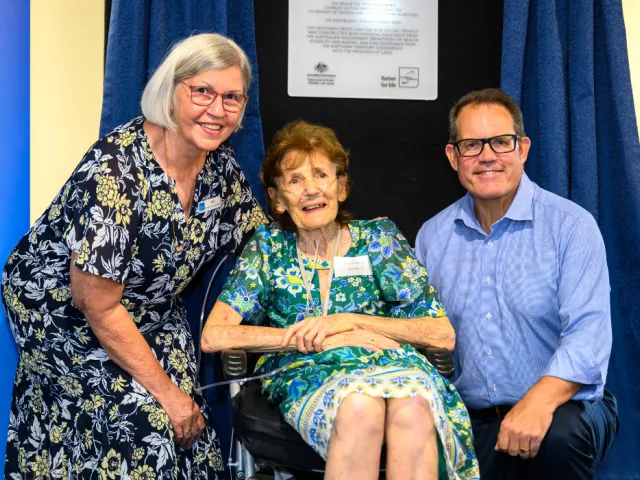 Jan Marlborough, Joan Halvorson and Luke Golding OAM