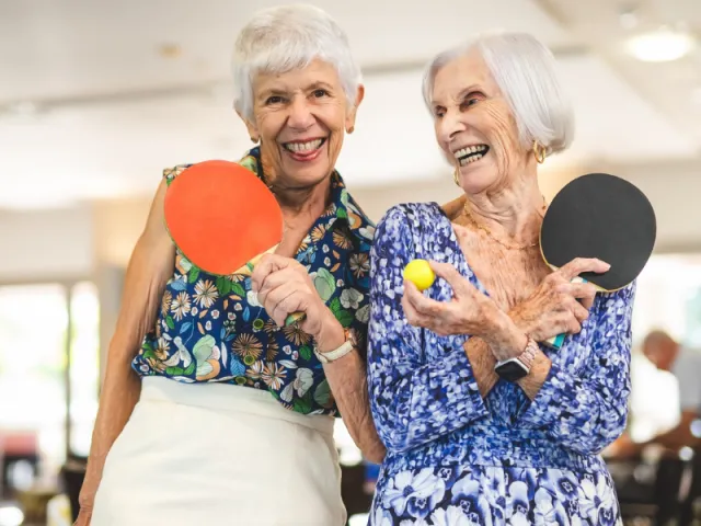 Pearl Retirement Resort Residents Playing Table Tennis