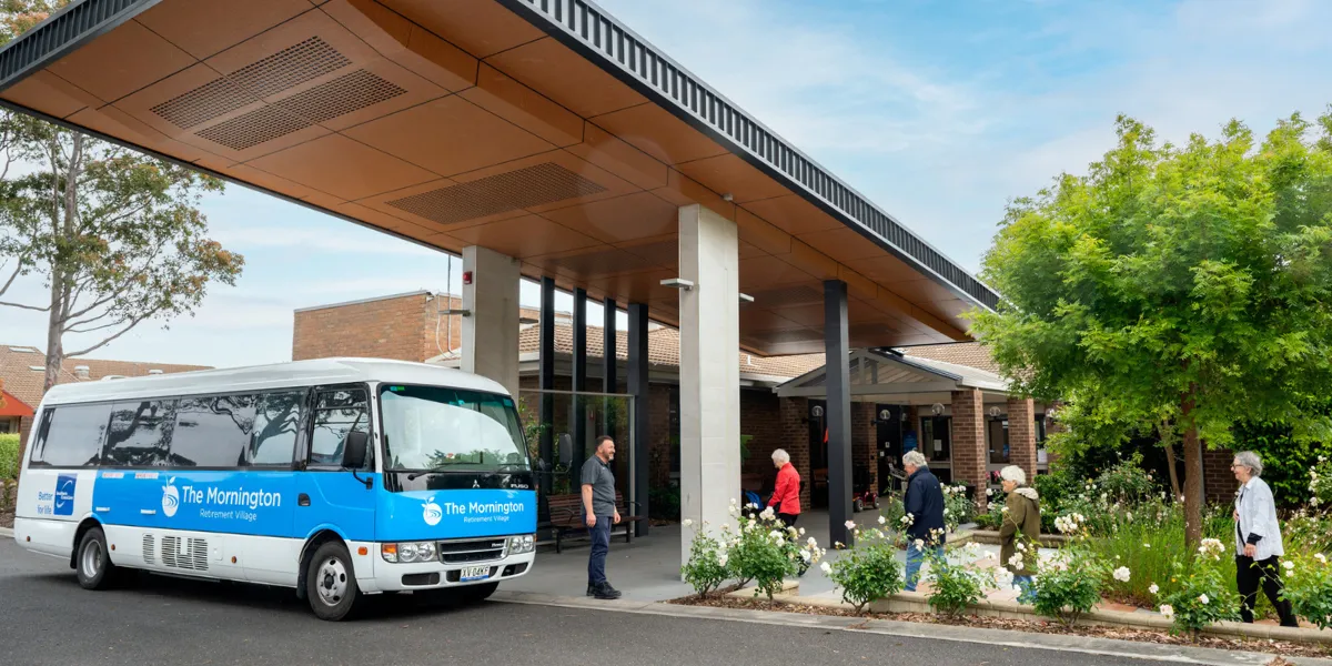 The Mornington Retirement Village Residents Getting Onto Community Bus