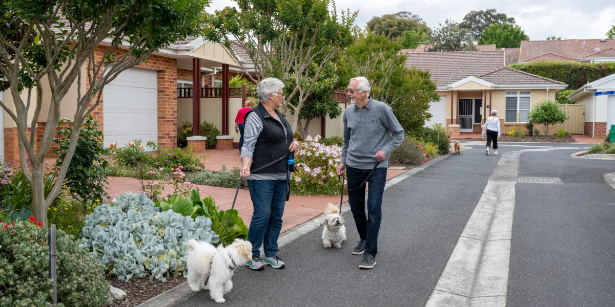 residents with dog at Bedford Heights 