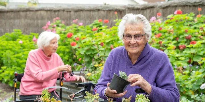 West Beach residents in garden