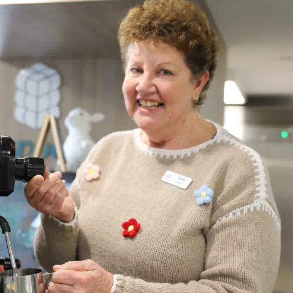 Image for Carole takes to volunteering in a Residential Care cafe