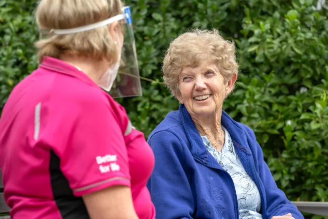 Mount Carmel Residential resident with carer
