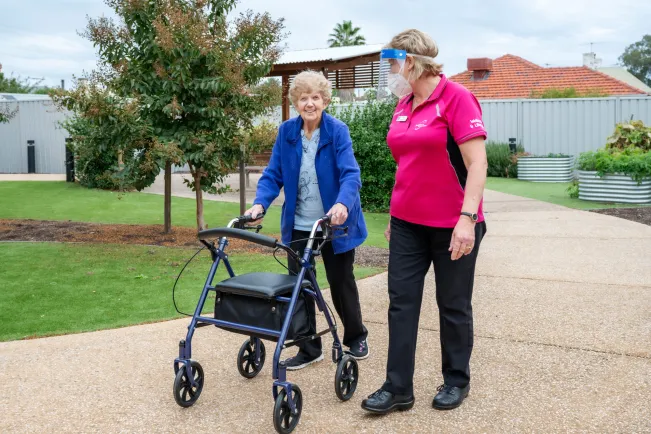 Mount Carmel Residential resident with carer