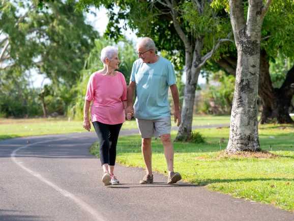 Couple Walking Together Outside