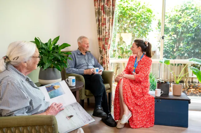 Respite_Willow_Fern_Southern_Cross_Care_happy_client_happy_chatting_with_staff2