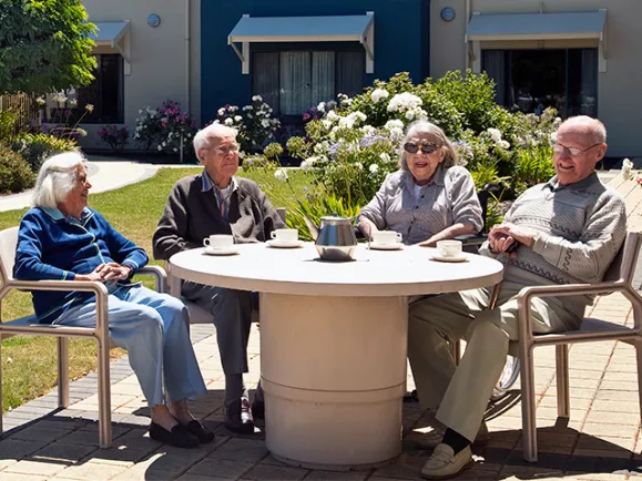 Residents of McCraken views enjoying the sun