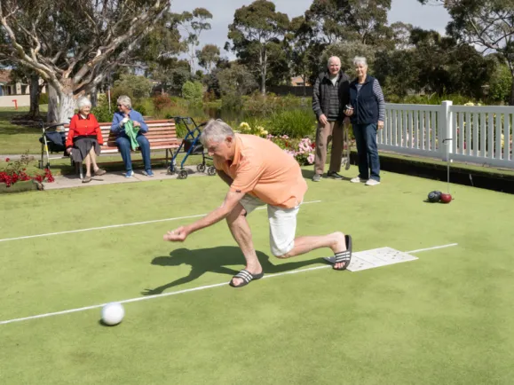 Group Of Residents Playing Bocce Together At The Mornington Retirement Village