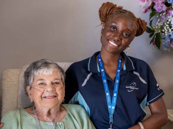 Female Resident & Female Wellness & Lifestyle Staff Member At Mount Carmel Residential Care